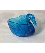 Vintage Blue Glass Swan Candy Trinket Dish - $13.71 CAD