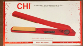 CHI 1" Ceramic Hairstyling Iron Far Infrared Straighten Curl Ruby Metallic Flip - $46.74