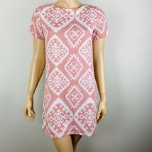 Lulus Muted Light Salmon Pink Bohemian Print Women&#39;s XS Zipper Back Shift Dress - £34.29 GBP