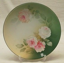 RS Prussia Porcelain Plate Pink White Roses Gold Edge Hand Painted Germany - £19.41 GBP