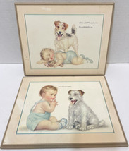 Vintage Wooden Wall Plaques Baby and Dog with Sayings 10 x 8 Inches Lot of 2 - £14.02 GBP