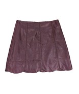 Aaron &amp; Amber Women&#39;s M Tulip Hem Burgundy PU Leather Mini Skirt Academia - £19.15 GBP