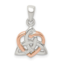 Silver Trinty Knot and Rose Tone Heart Pendant QC9558 - $596.13 MXN