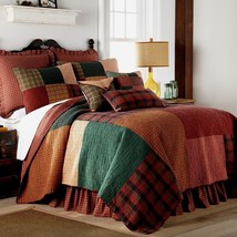 Donna Sharp Campfire Square Queen 3-Piece Quilt Set Lodge Cabin Patchwork Cotton - £208.51 GBP