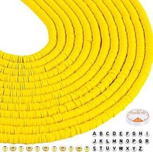 5000 Pcs Yellow Clay Beads Bracelet Making Kit 6mm Flat Round Polymer Clay Heish - £17.44 GBP