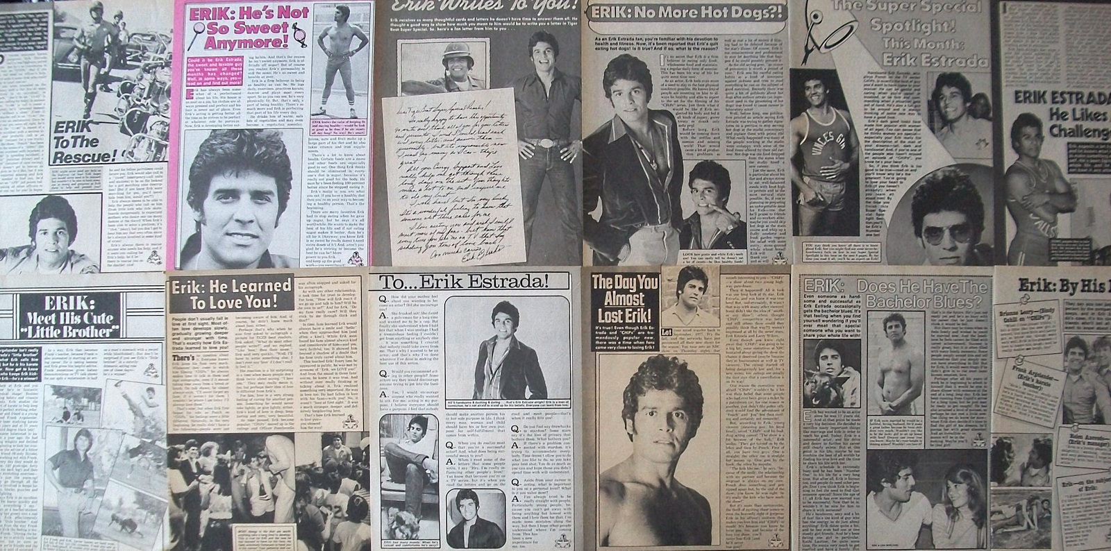 ERIK ESTRADA ~ Twelve (12) B&amp;W Vintage Full-Page ARTICLES fm 1979 ~ B2 C... - $5.82