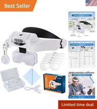 Rechargeable LED Headband Magnifier with 1X-14X Magnification for Crafts - $728.59 MXN