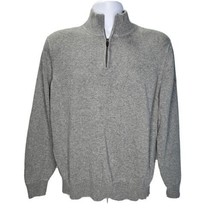 Lands End Knit 1/4-Zip Sweater Mens Medium Gray Pullover Soft Cotton - £14.73 GBP