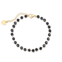 Fashion Stainless Steel Bracelets For Women Black Crystal Beads Bracelet Gold Co - £9.86 GBP