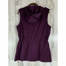 Zenana Outfitters Hooded Utility Vest Size Medium Purple Zip Snap Drawst... - £12.36 GBP