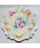 STUNNING VINTAGE RS PRUSSIA PORCELAIN UNMARKED PINK &amp; YELLOW ROSES 9 1/4... - £85.62 GBP