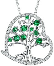 May Birthstone The Tree Of Love Necklace Gifts For Women Created Green Emerald - £106.41 GBP