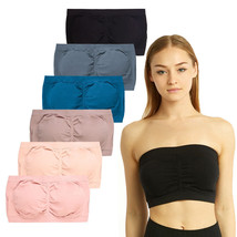 4 Pc Womens Tube Crop Top Bandeau Seamless Strapless Bras Multi-Colors O... - £19.66 GBP