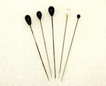 Lot of 5 Vintage Stick Pins, 2.75&quot; Shank, Mixed Color Bead Heads, #JWL-153 - $12.69