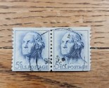 US Stamp George Washington 5c Used Blue/White Strip of 2 - $1.23