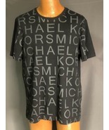 Michael Kors Allover Print Spellout Black L Designer T-shirt Mens Lrg - £47.41 GBP