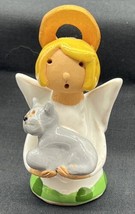 Polish Pottery Angel Gray Cat Katarzyna Uno Alla Volta 3 inch Clay Figurine 1 - £25.26 GBP