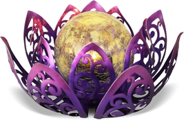 Solar Lights Outdoor, Lotus Lamp Garden Decor Metal Crackle Glass Solar ... - $27.17