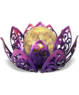 Solar Lights Outdoor, Lotus Lamp Garden Decor Metal Crackle Glass Solar ... - $27.17