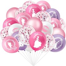 48 Pieces Princess Balloons Princess Birthday Party Balloons Pink Confetti Latex - £14.87 GBP