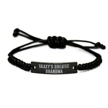 Gag Grandma, Galaxy&#39;s Greatest Grandma, Cool Black Rope Bracelet for Grandmother - £17.15 GBP