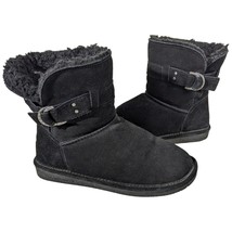 Bearpaw Black Suede Boots with Ankle Buckle Womens Size 7 - £51.13 GBP