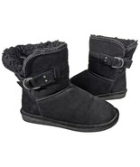 Bearpaw Black Suede Boots with Ankle Buckle Womens Size 7 - £51.14 GBP