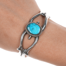 6.25&quot; Wilson Begay Navajo turquoise silver cast cuff bracelet - £184.84 GBP