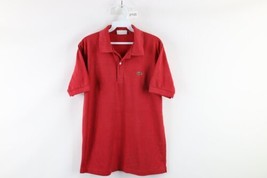 Vintage 80s Chemise Lacoste Mens Medium Faded Spell Out Croc Logo Polo Shirt Red - £34.92 GBP