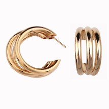 LATS Fashion Distortion Interweave Twist Metal Circle Geometric Round Hoop Earri - £7.58 GBP