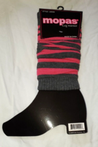 Mopas Women&#39;s Fall Winter Leg Warmers 20 Inch Gray W Pink Stripes New - $14.50