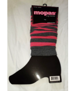 Mopas Women&#39;s Fall Winter Leg Warmers 20 Inch Gray W Pink Stripes New - $14.50