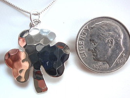 Hammered Three Leaf Clover Pendant Sterling Silver Corona Sun Jewelry - £7.90 GBP
