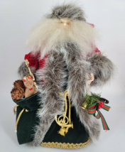 Christmas Decor Santa Tree Topper Made In 90s 11&quot; Red Coat with Faux Fur - £11.73 GBP