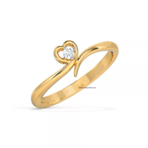 Heart Design Single Round Cut White Moissanite In Real 10K Yellow Gold F... - $1,254.58