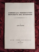 RARE Ayn Rand Objectivist Pamphlet America&#39;s Persecuted Minority: Big Bu... - £10.07 GBP