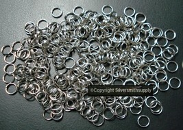 Split rings 7mm Wt Gold pl steel 300pc bails jewelry clasp attach charms... - £3.12 GBP