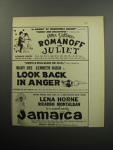1957 Broadway Plays Advertisement  - Romanoff and Juliet; Look Back in Anger - £14.73 GBP