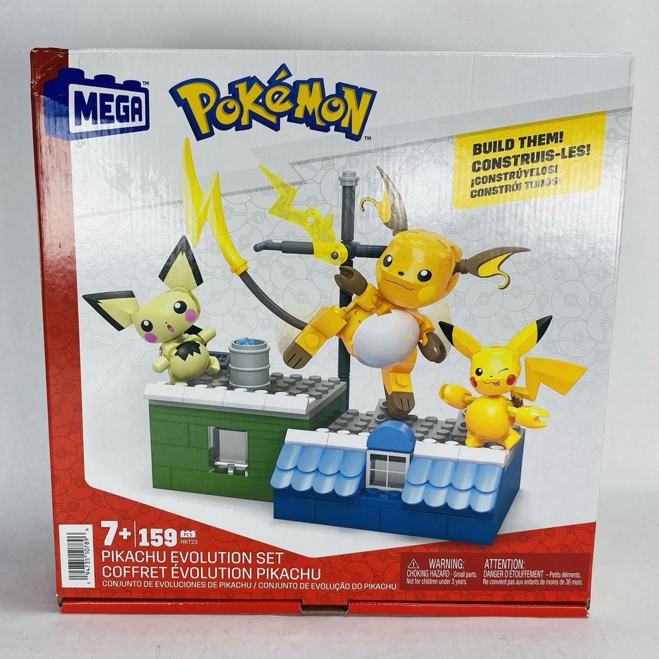 New! MEGA Pokemon Building Kit Pikachu Evolution Set Pichu Raichu - $19.99