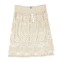 NWT Blue Island Cream Crochet Lace Knee-Length Skirt, Elastic Waist Sz L/XL Boho - £18.98 GBP