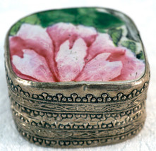 Vintage Chinese Silverplate Copper Box Antique Porcelain Vase Fragment S... - $39.99