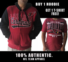 Men&#39;s Arizona Cardinals Full Zip Hoodie &amp; FREE T-SHIRT - £40.03 GBP