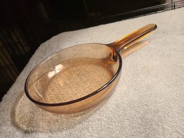 Corning Ware Visions 7&quot;  Waffle Bottom Frying Pan Skillet Amber Glass - $14.01