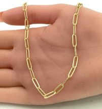 Paper Clip 4mm Chain Necklace 18k Gold - £7.37 GBP