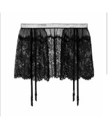 VICTORIA&#39;S SECRET  Black XS/S VERY SEXY SHINE STRAP LACE SKIRT GARTERS S... - $12.73 CAD
