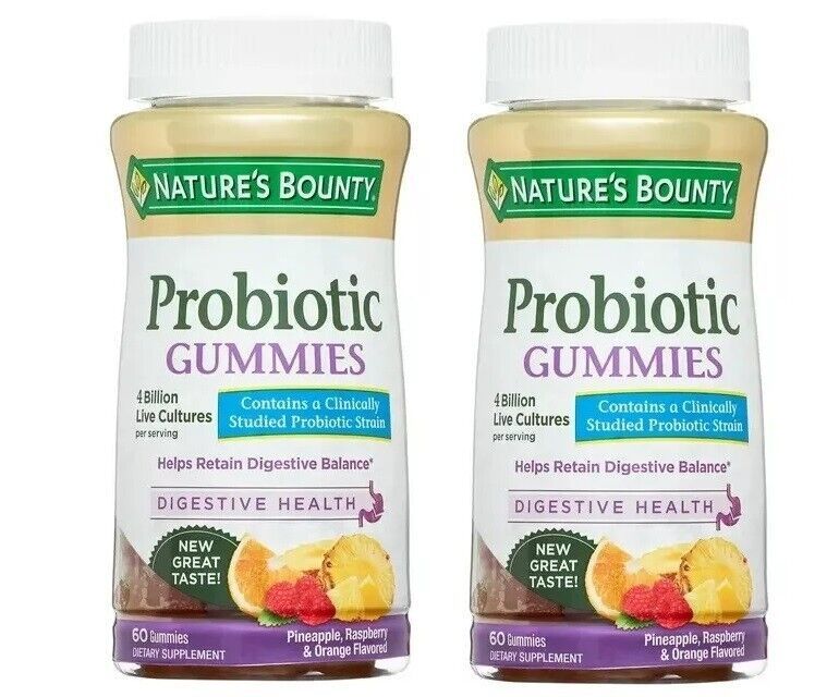 Nature's Bounty Probiotic Gummies for Digestive Health, 60 ct Exp 07/2024 Pack 2 - £15.56 GBP