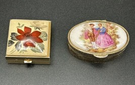 Vintage Lot Of 2 Pill Boxes  Fragonard Porcelain France Oval, Square Trinket Box - £24.02 GBP