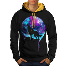 Wellcoda Forest Wolf Moon Light Mens Contrast Hoodie, Howl Casual Jumper - £31.45 GBP