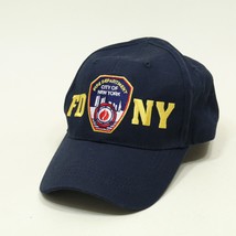 FDNY BASEBALL HAT BALL CAP NAVY YELLOW FIRE DEPARTMENT NEW YORK  BADGE MENS - £9.94 GBP