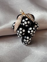 VINTAGE Rare Forbidden Fruit Lucite Grapes Brooch Black with Milk Glass Studs - £54.73 GBP